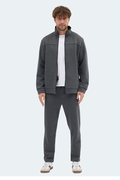 Slazenger ORDER IN Erkek Fermuarlı Dik Yaka Cepli Füme Eşofman Takımı