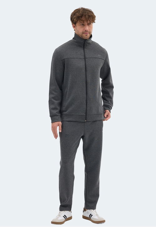 Slazenger ORDER IN Erkek Fermuarlı Dik Yaka Cepli Füme Eşofman Takımı