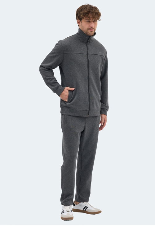 Slazenger ORDER IN Erkek Fermuarlı Dik Yaka Cepli Füme Eşofman Takımı