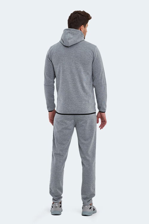 Slazenger ORKA IN Erkek Fermuarlı Kapüşonlu Cepli Koyu Gri Eşofman Takımı