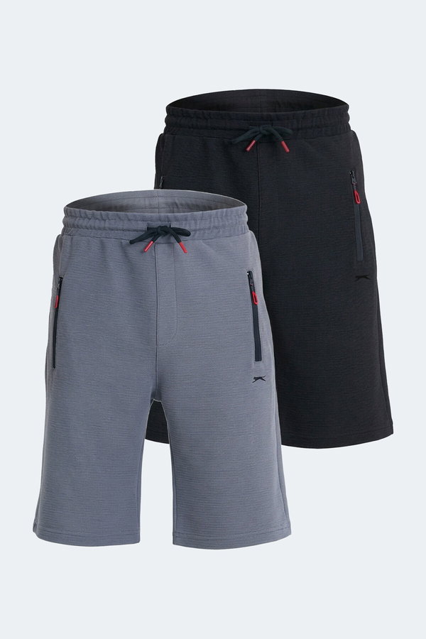 Slazenger OSAKU 2 Lİ SET Erkek Siyah - Koyu Gri Şort