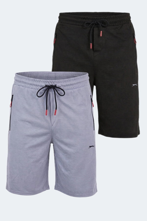 Slazenger OSAMU 2 Lİ SET Erkek Cepli Siyah - Gri Şort