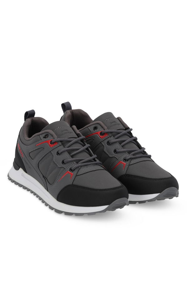 Slazenger OUTBACK I Erkek Koyu Gri / Kırmızı Günlük Spor Ayakkabısı