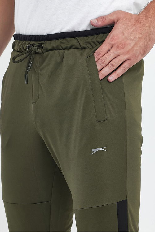 Slazenger OXFORD I Erkek Fermuar Cepli Haki Eşofman Altı