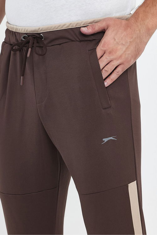 Slazenger OXFORD I Erkek Fermuar Cepli Kahve Eşofman Altı