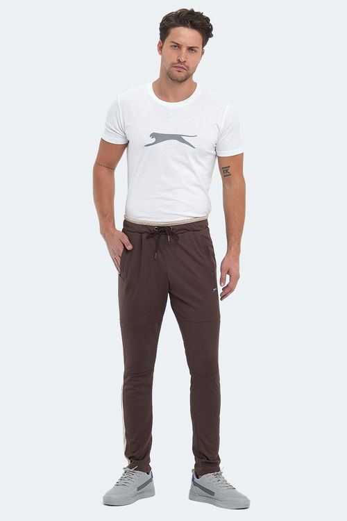 Slazenger OXFORD I Erkek Fermuar Cepli Kahve Eşofman Altı