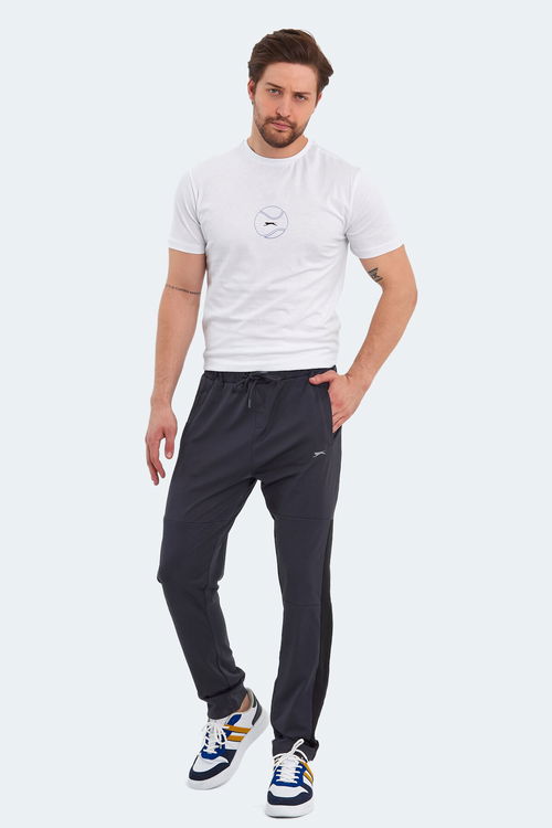 Slazenger OXFORD I Erkek Fermuar Cepli Koyu Gri Eşofman Altı