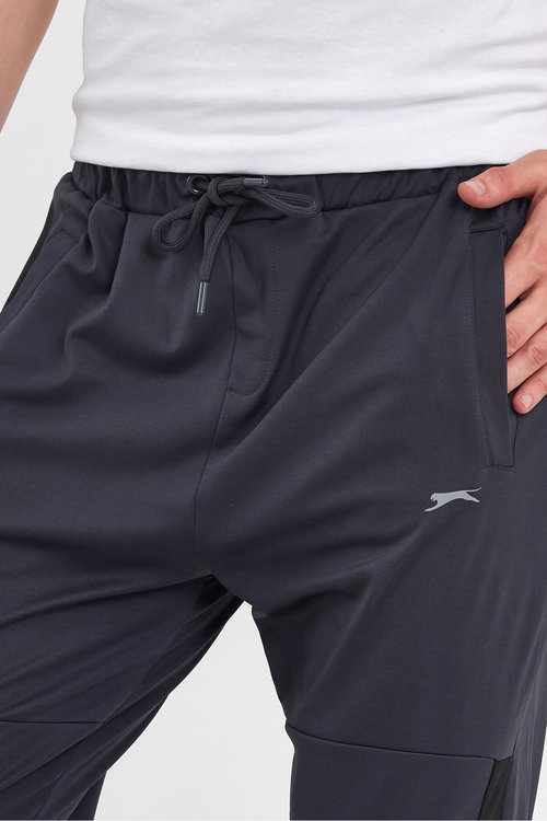Slazenger OXFORD I Erkek Fermuar Cepli Koyu Gri Eşofman Altı