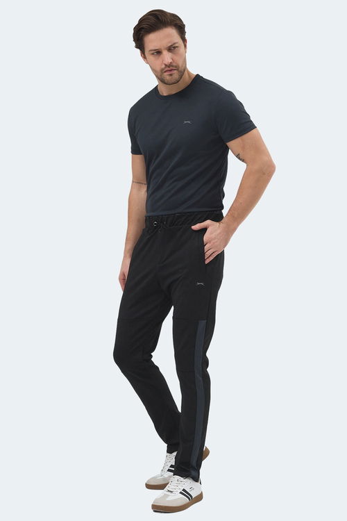 Slazenger OXFORD I Erkek Fermuar Cepli Siyah Eşofman Altı