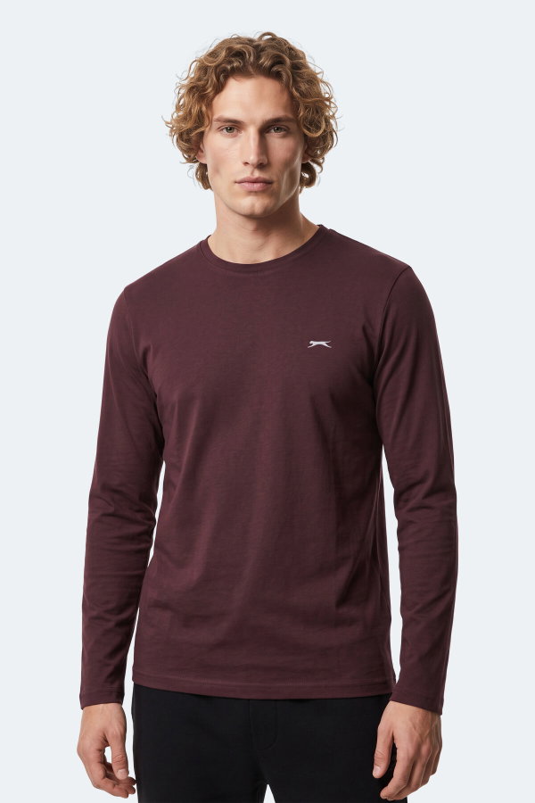 Slazenger OZZIE I Erkek Uzun Kollu Mürdüm Tişört