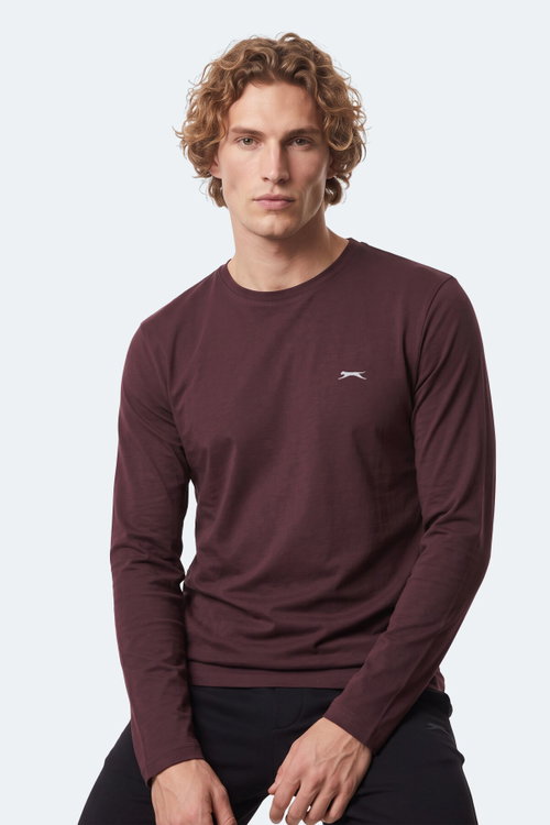 Slazenger OZZIE I Erkek Uzun Kollu Mürdüm Tişört