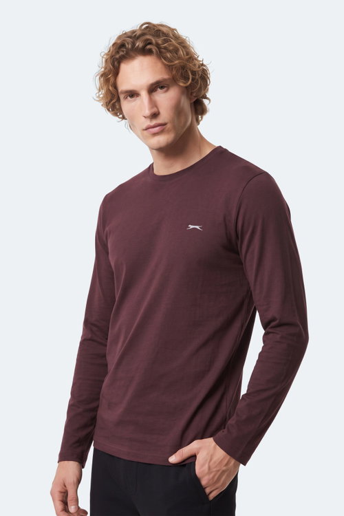 Slazenger OZZIE I Erkek Uzun Kollu Mürdüm Tişört