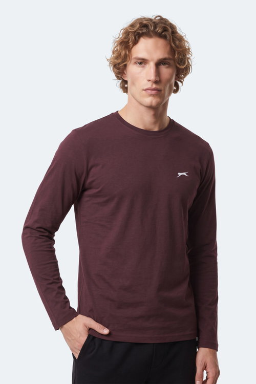 Slazenger OZZIE I Erkek Uzun Kollu Mürdüm Tişört