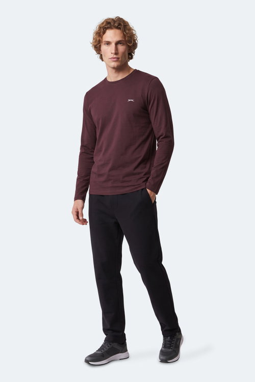 Slazenger OZZIE I Erkek Uzun Kollu Mürdüm Tişört