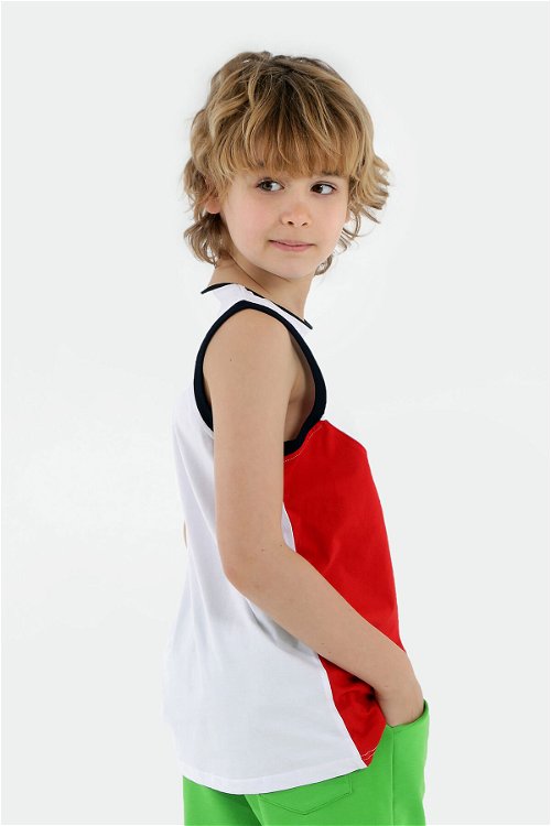 Slazenger PANKAJA Erkek Çocuk Kolsuz T-Shirt Beyaz / Saks Mavi