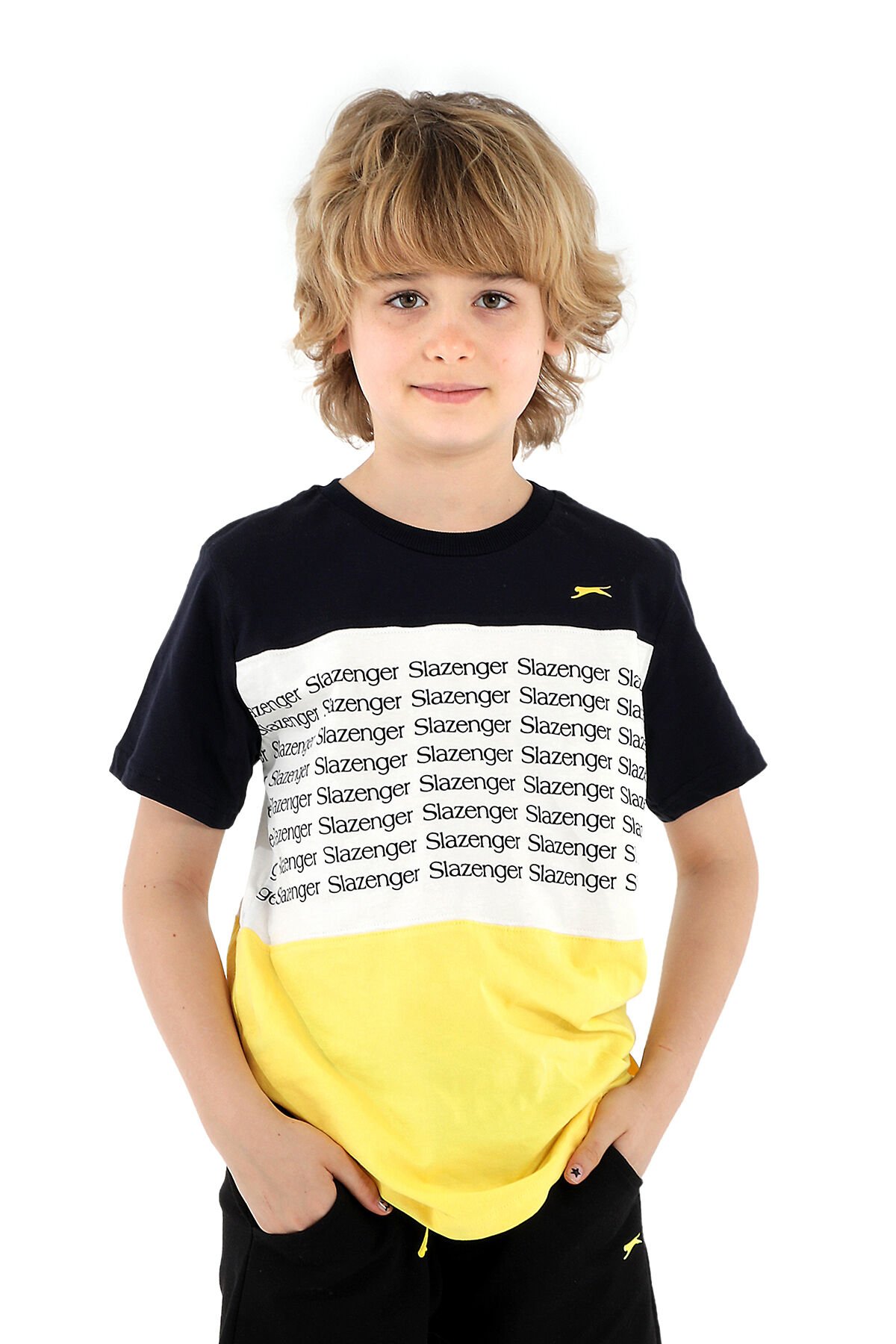 PARS Erkek Çocuk Kısa Kollu T-Shirt Beyaz / Lacivert - Thumbnail