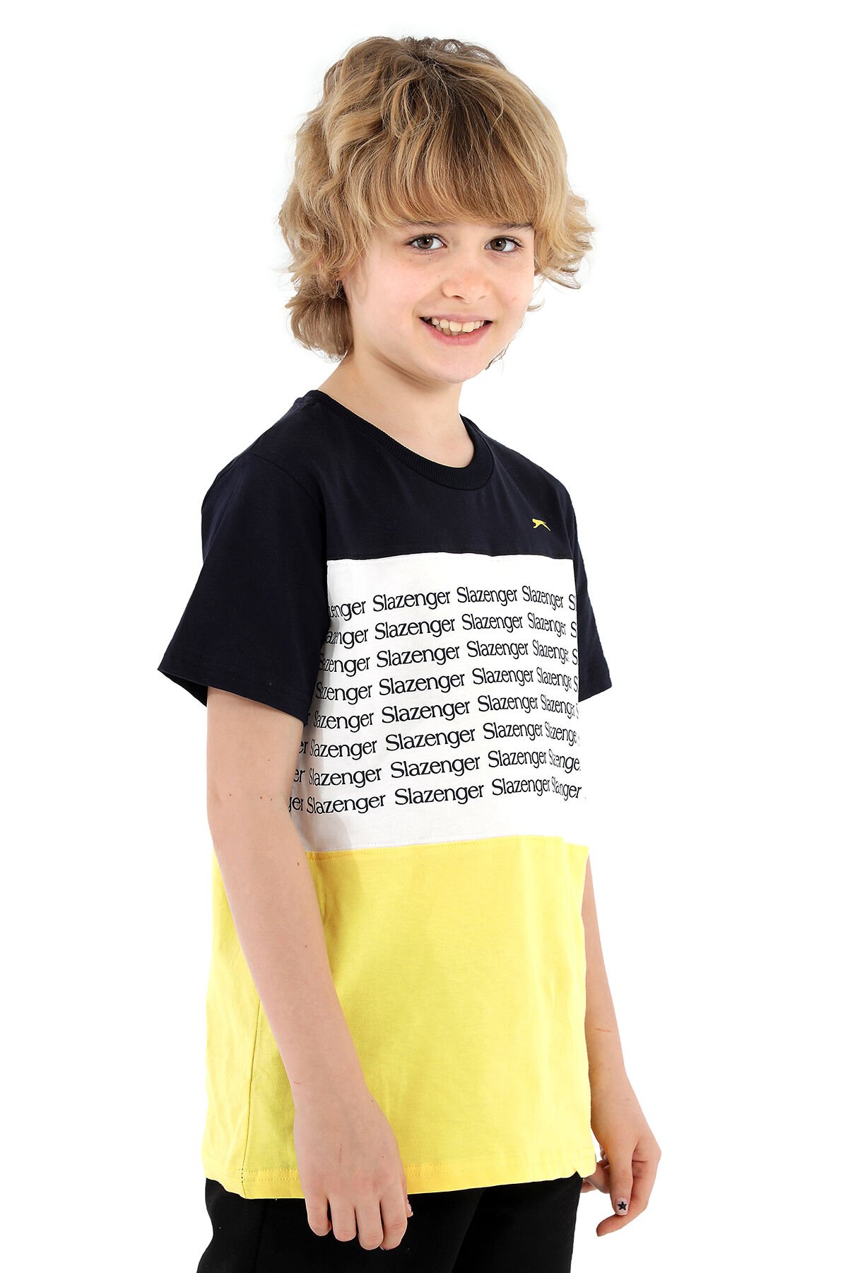 PARS Erkek Çocuk Kısa Kollu T-Shirt Beyaz / Lacivert - Thumbnail