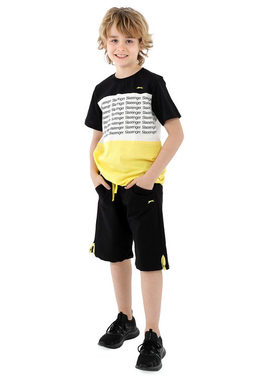 Slazenger PARS Erkek Çocuk Kısa Kol T-Shirt Siyah / Sarı
