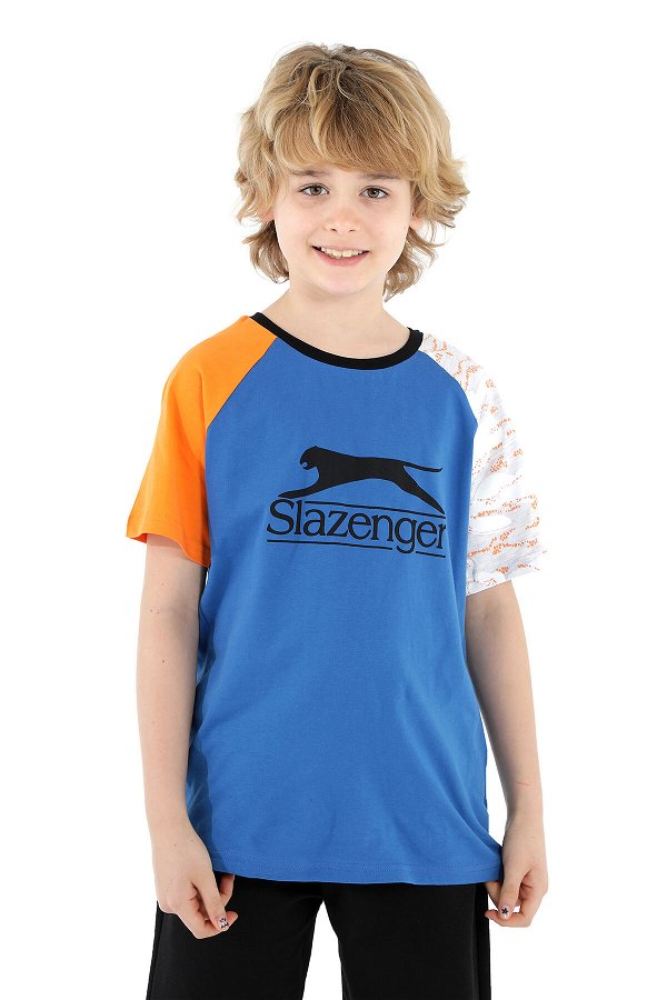 Slazenger PARVEEN Erkek Çocuk Kısa Kol T-Shirt Saks Mavi