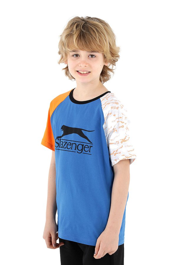 Slazenger PARVEEN Erkek Çocuk Kısa Kol T-Shirt Saks Mavi
