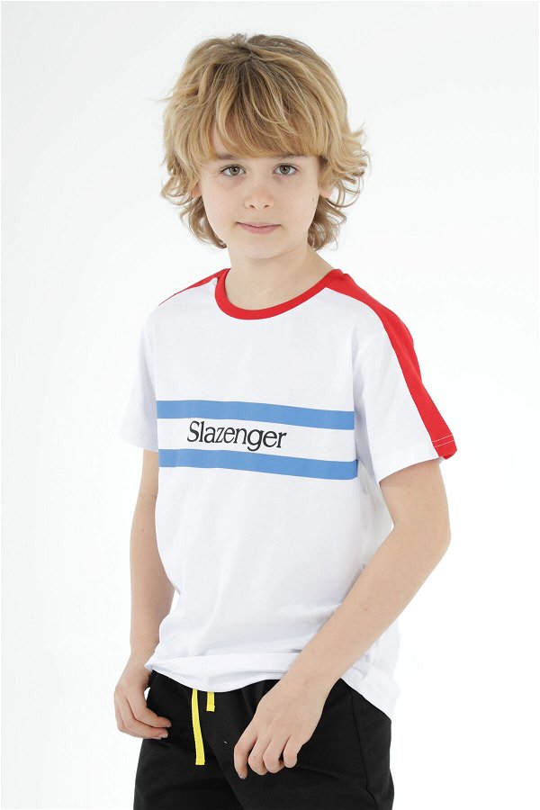 Slazenger PAT Erkek Çocuk Kısa Kol T-Shirt Beyaz