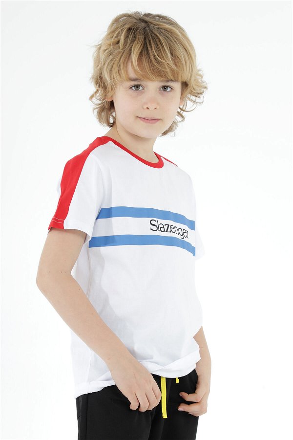 Slazenger PAT Erkek Çocuk Kısa Kol T-Shirt Beyaz