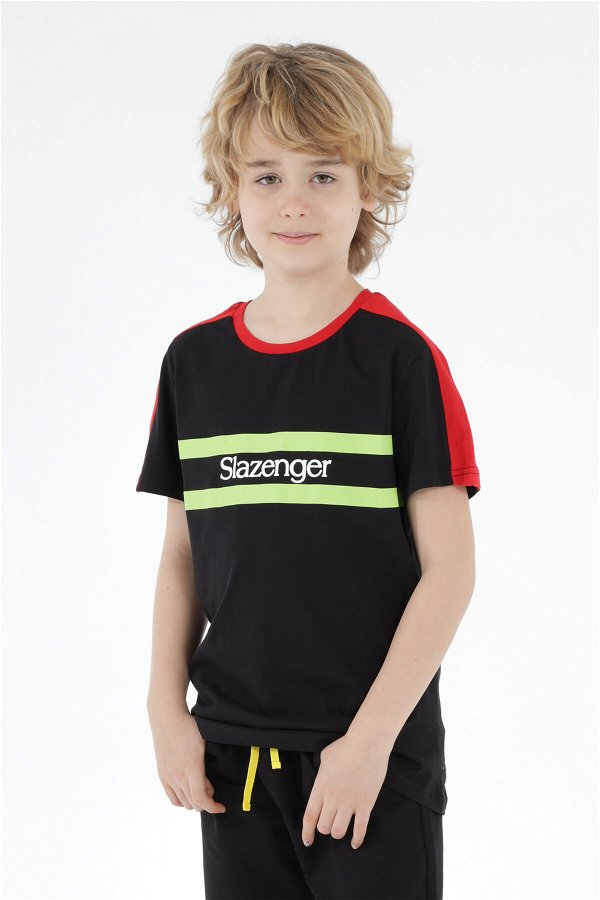 Slazenger PAT Erkek Çocuk Kısa Kol T-Shirt Siyah