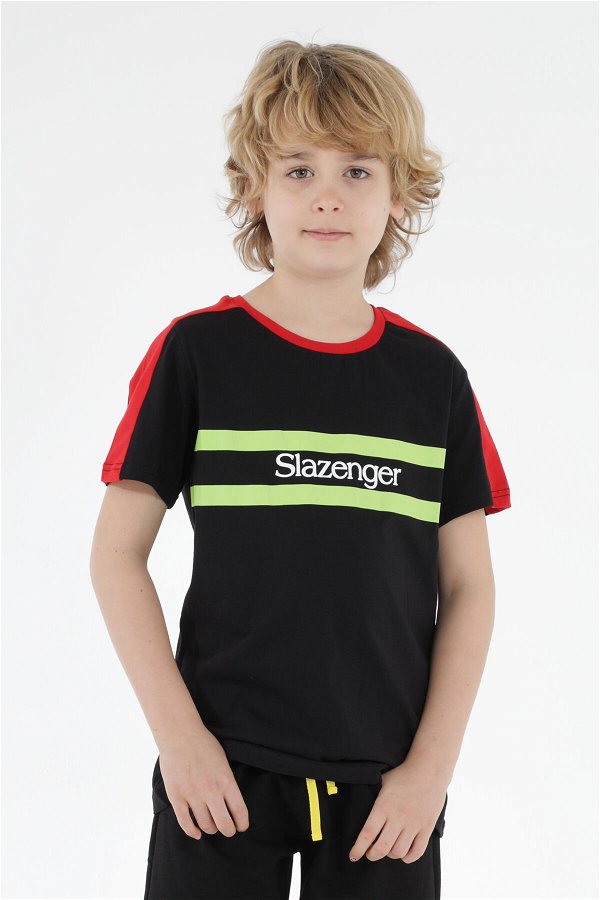 Slazenger PAT Erkek Çocuk Kısa Kol T-Shirt Siyah