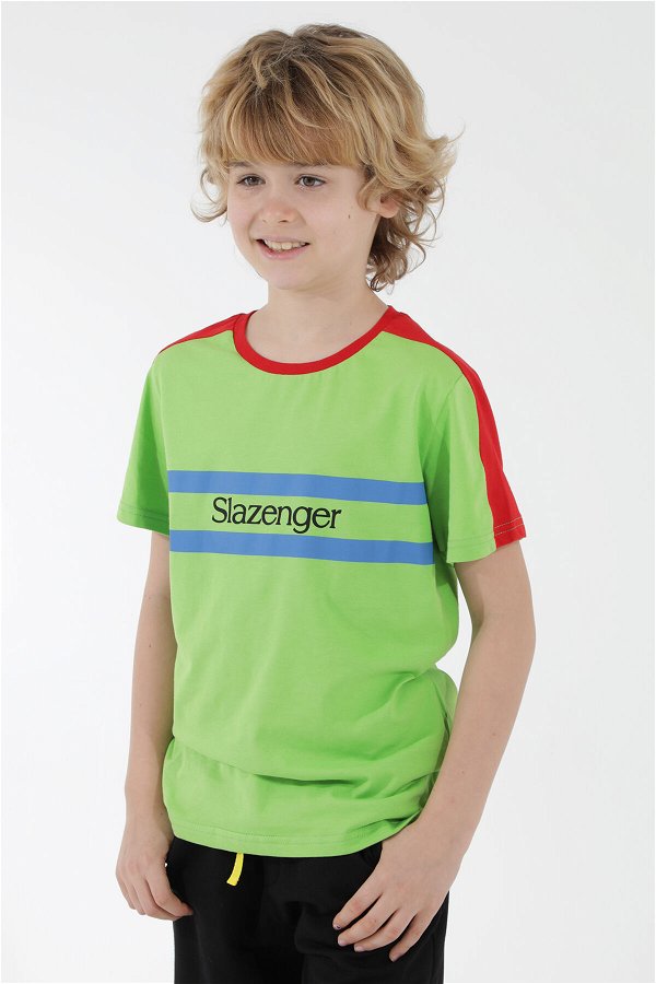Slazenger PAT Erkek Çocuk Kısa Kol T-Shirt Yeşil