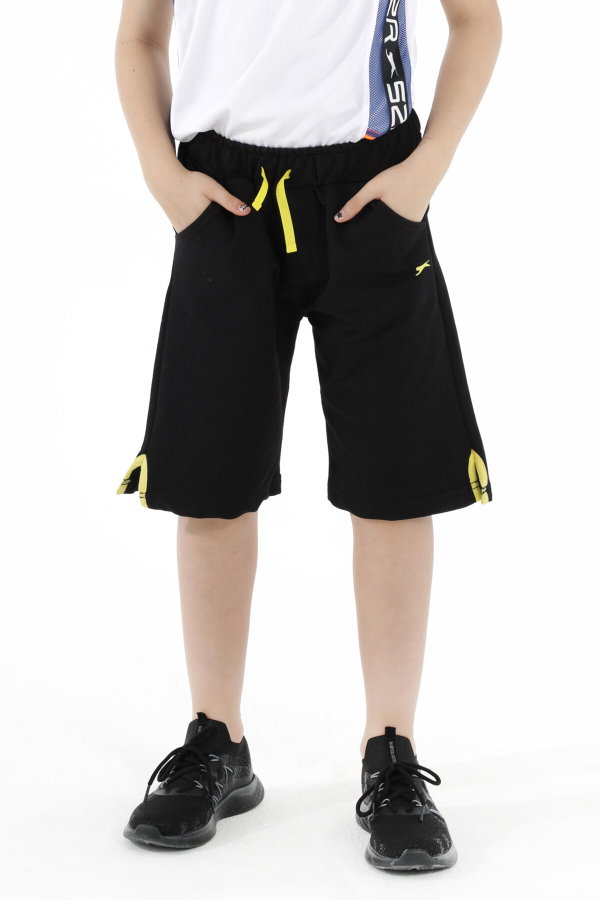 Slazenger PATTON Erkek Çocuk Cepli Siyah Şort