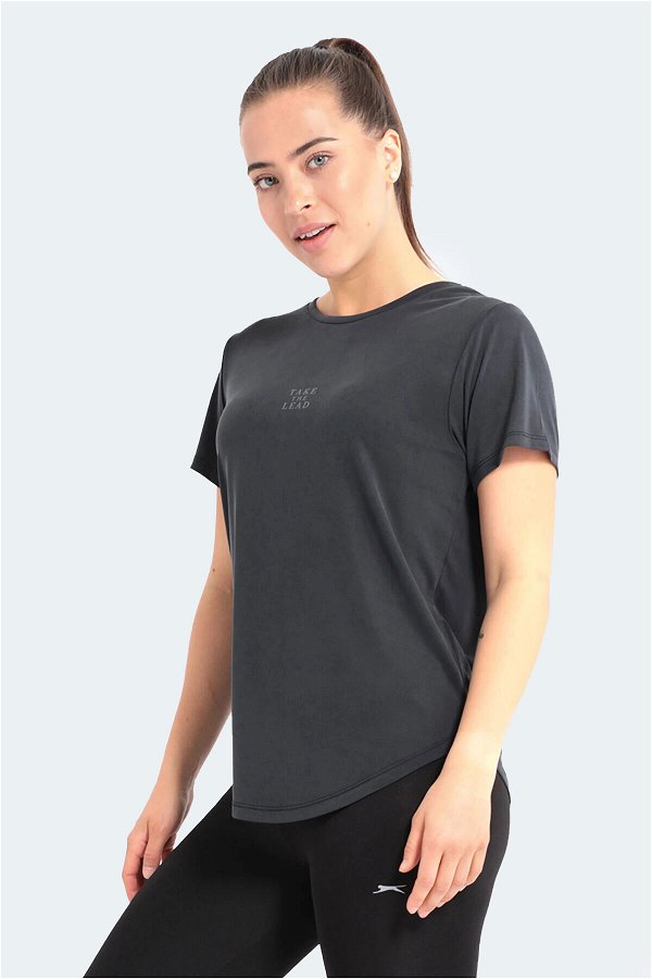 Slazenger PLUS Kadın Kısa Kol T-Shirt Koyu Gri
