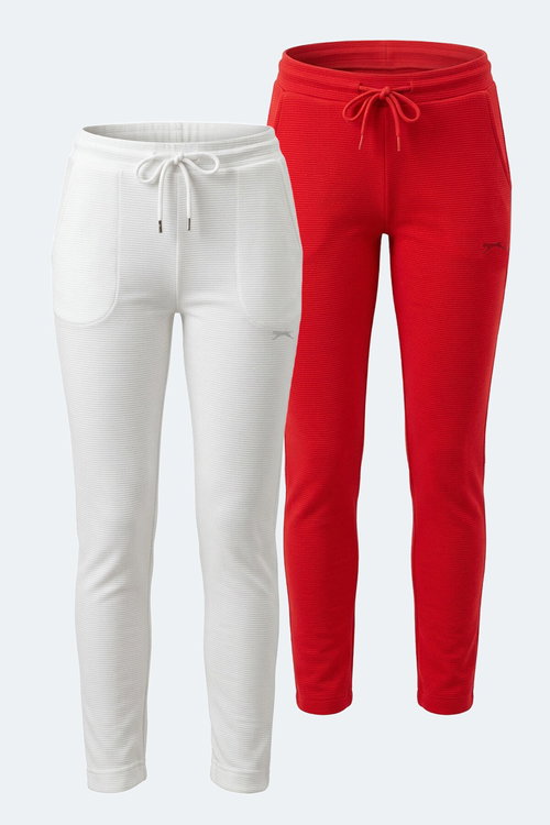 Slazenger POLL 2 Lİ SET Kadın Bej - Kırmızı Eşofman Altı