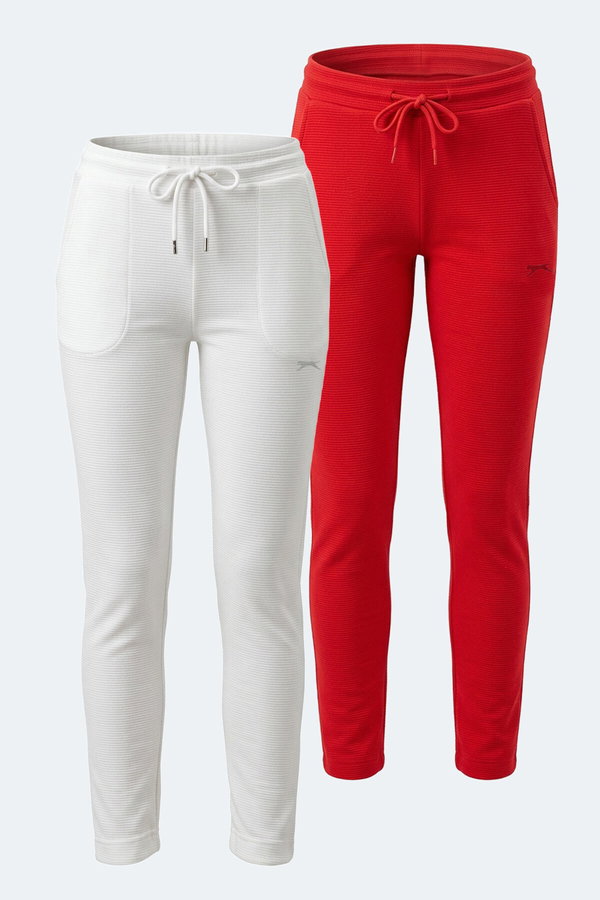 Slazenger POLL 2 Lİ SET Kadın Bej - Kırmızı Eşofman Altı