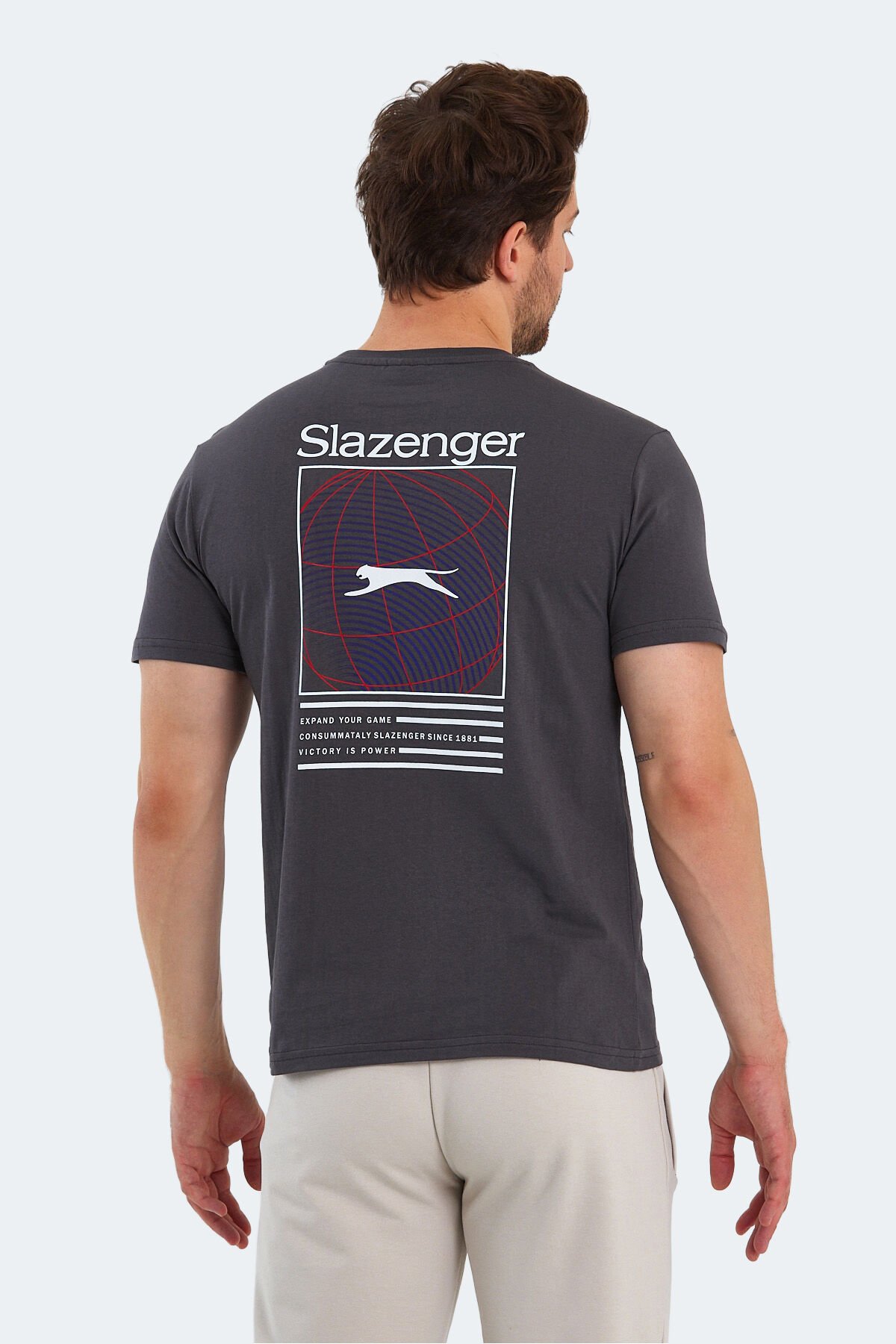 Slazenger POLL Erkek Kısa Kol T-Shirt Koyu Gri - Thumbnail