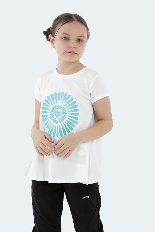 POSEIDON Kız Çocuk Kısa Kollu T-Shirt Ekru