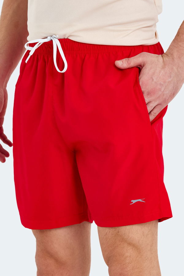 Slazenger RABI 2 li Set Erkek Cepli Deniz Şortu Gri - Kırmızı Mayo