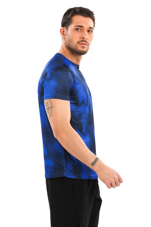 RADZIM Erkek Kısa Kollu T-Shirt Saks Mavi / Siyah
