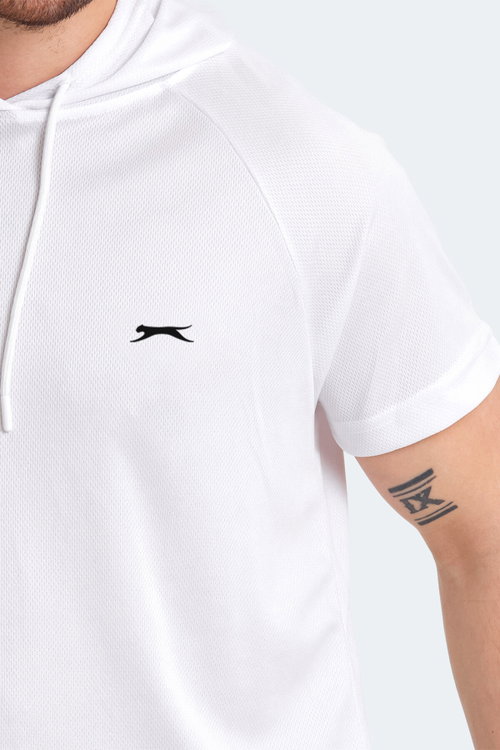 Slazenger RAGNA IN Erkek Kapüşonlu Beyaz Tişört