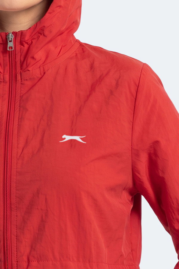 Slazenger RAID Kadın Kapüşonlu Fermuarlı Kırmızı Rüzgarlık