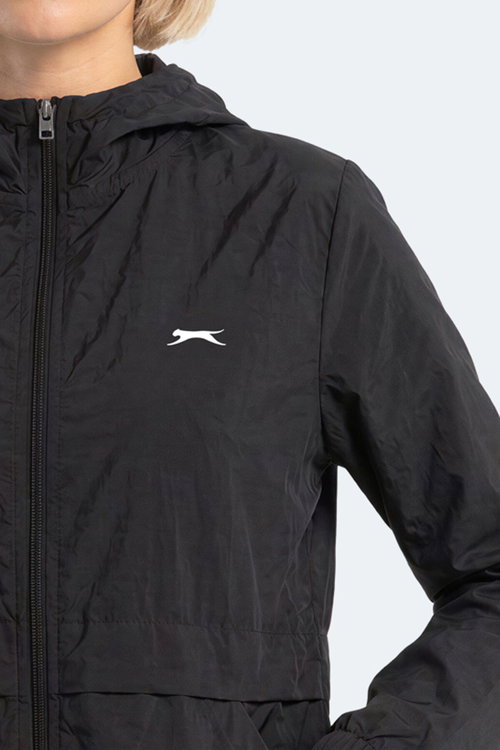 Slazenger RAID Kadın Kapüşonlu Fermuarlı Siyah Rüzgarlık