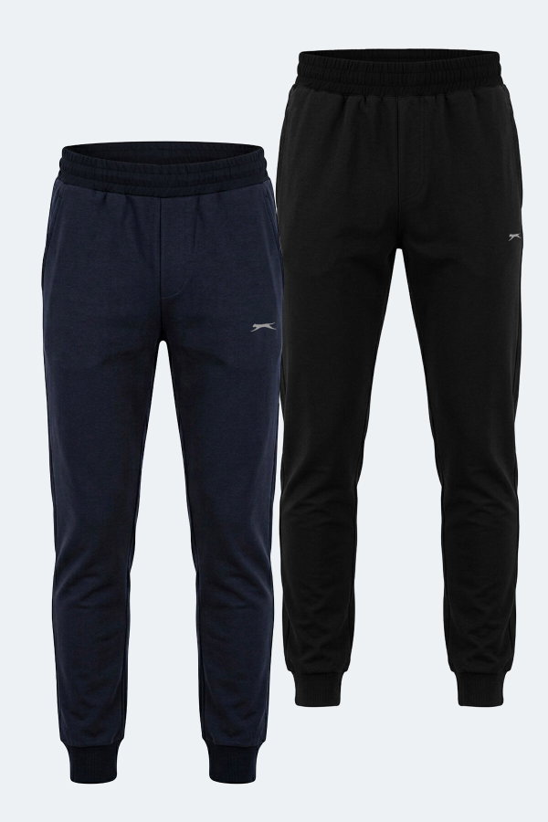 Slazenger RAJKO 2 Lİ SET Erkek Fermuar Cepli Slim Fit Siyah - Lacivert Eşofman Altı