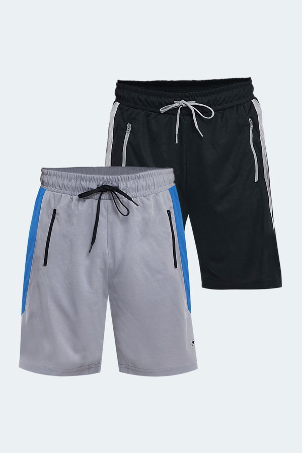 Slazenger RAKESH 2li Set Erkek Şort Siyah - Gri