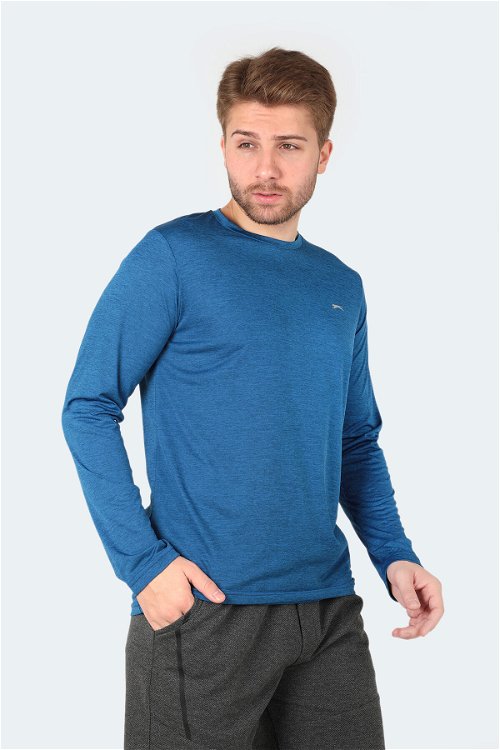 Slazenger RANALD Erkek Uzun Kol T-Shirt Saks Mavi