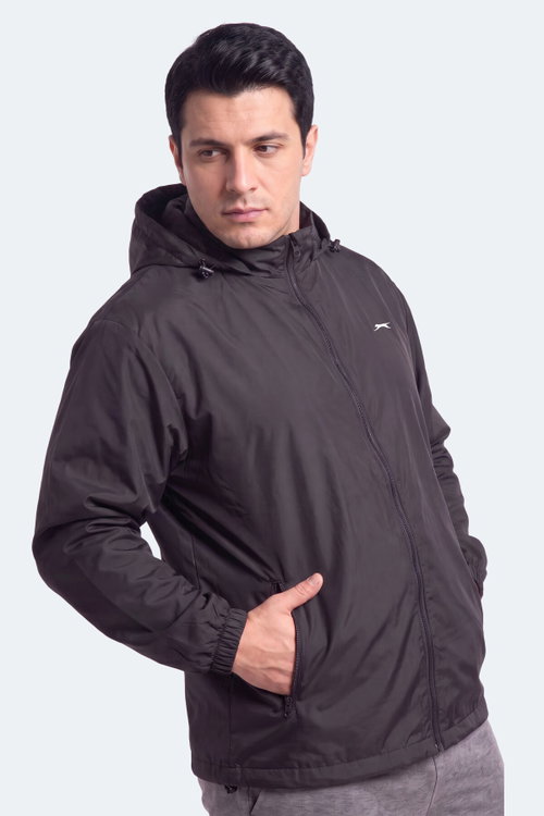 Slazenger RAREN JMB Erkek Büyük Beden Siyah Yağmurluk