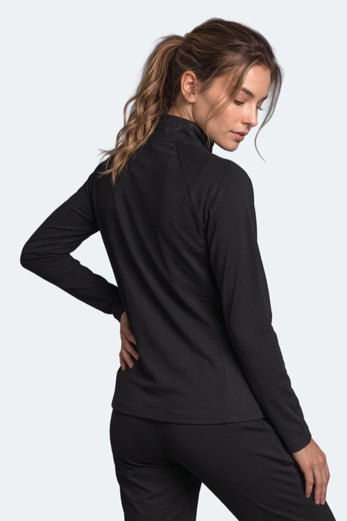 Slazenger RAZOR Kadın Dik Yaka Fermuarlı Siyah Sweatshırt