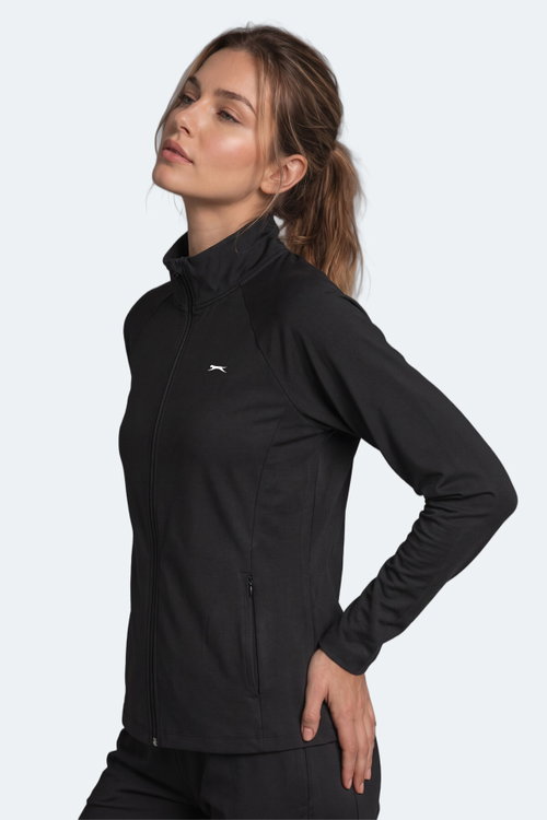 Slazenger RAZOR Kadın Dik Yaka Fermuarlı Siyah Sweatshırt