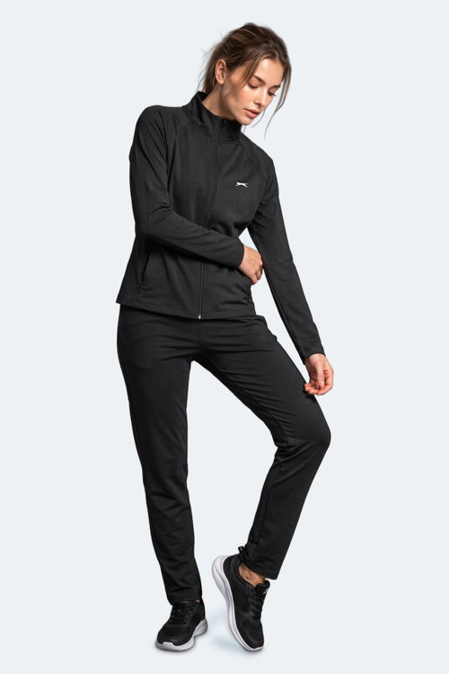 Slazenger RAZOR Kadın Dik Yaka Fermuarlı Siyah Sweatshırt