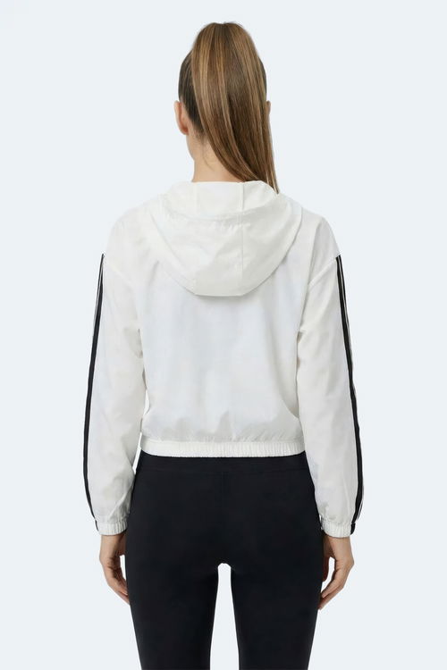 Slazenger RAZZLE Kadın Fermuarlı Kapüşonlu Cepli Ekru Sweatshırt