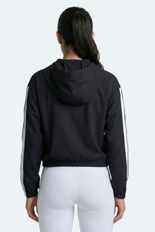 Slazenger RAZZLE Kadın Fermuarlı Kapüşonlu Cepli Siyah Sweatshırt