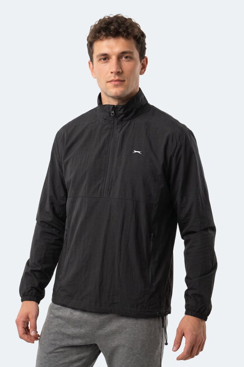 Slazenger RECKON Erkek Dik Yaka Fermuarlı Siyah Yağmurluk